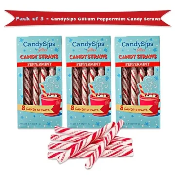 CandySips Peppermint Sticks Straws - 24 Edible Straws