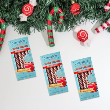 CandySips Peppermint Sticks Straws - 24 Edible Straws