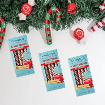CandySips Peppermint Sticks Straws - 24 Edible Straws