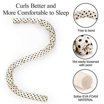 IENIN Heatless Curling Rod Headband, EVA Foam Heatless Curler with Satin Finish, No Heat Hair Rollers to Sleep in Curl Ribbon for Women, Beige, 1 Count (Holiday Gift)