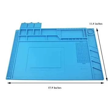 Heat Insulation Silicone Repair Mat with Scale Ruler and Screw Position for Soldering Iron, Phone an...