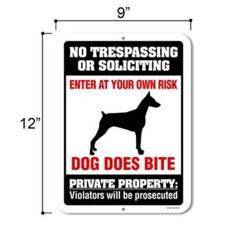Honey Dew Gifts, No Trespassing or Soliciting Dog Does Bite, Beware of Dog, No Solicitation, Private Property Metal Aluminum Sign, 9 Inch by 12 Inch, HDG-1058
