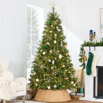 Best Choice Products 36in Christmas Tree Collar, Woven Hyacinth 3-Piece Holiday Rattan Tree Skirt Accessory for Home w/Cord Cut-Out - Natural