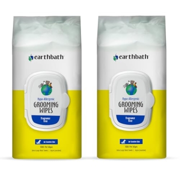 earthbath, Hypo-Allergenic Grooming Wipes - Fragrance Free Dog Wipes for Paws and Butt, Best Pet Wip...