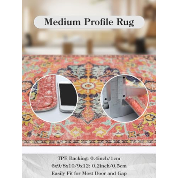 Lahome Colorful Floral Round Rug - Soft & Washable Area Mat