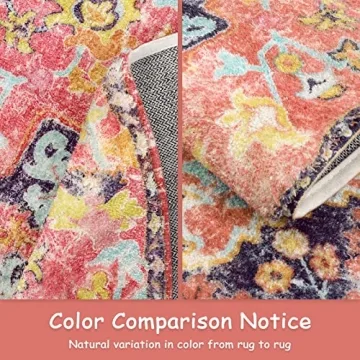 Lahome Colorful Floral Round Rug - Soft & Washable Area Mat