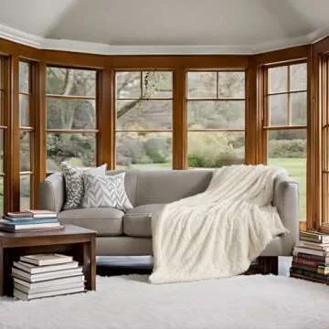 COZYART Faux Fur Throw Blanket Twin for Bed, 60"x80" Cream Warm Sherpa Fleece Reversible Soft Fuzzy Fluffy Shaggy Blankets for Couch Sofa Home Decorative