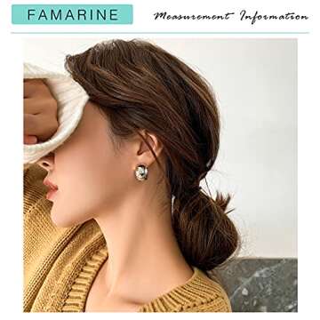 FAMARINE Chunky Silver Hoop Earrings for Women 10 MM Wide, 0.8 in Hoops Thick Huggie Earrings
