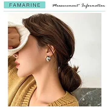 FAMARINE Chunky Silver Hoop Earrings for Women 10 MM Wide, 0.8 in Hoops Thick Huggie Earrings