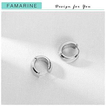 FAMARINE Chunky Silver Hoop Earrings for Women 10 MM Wide, 0.8 in Hoops Thick Huggie Earrings