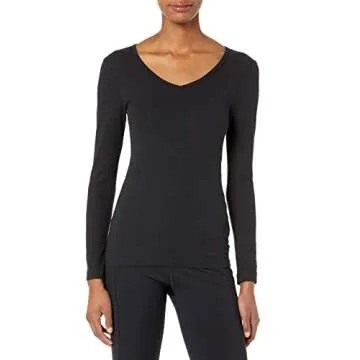 Amazon Essentials Women's Slim-Fit Layering Long Sleeve Knit Rib V-Neck - Pack of 2, Black, XX-Large