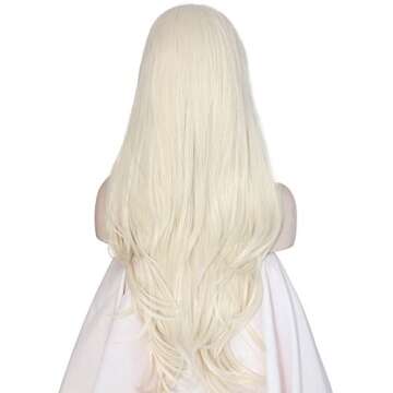 eNilecor Platinum Blonde Lace Front Wig Natural Long Wavy Glueless Synthetic Fiber Hair Replacement Wigs for Women 24inch