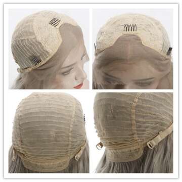 eNilecor Platinum Blonde Lace Front Wig Natural Long Wavy Glueless Synthetic Fiber Hair Replacement Wigs for Women 24inch