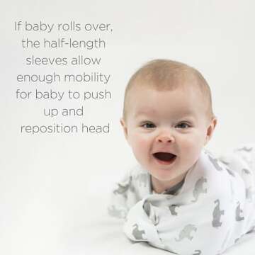 Amazing Baby Transitional Swaddle Sack with Arms Up Half-Length Sleeves and Mitten Cuffs, Medium, 3-6 Months, 14-21 lbs, Little Zebra (Arms Up Swaddle, Transition Swaddle Sleep Sack for Better Sleep)