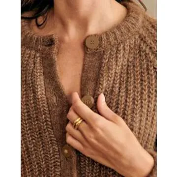 Wyeysyt Womens Cardigan Sweater Button Down Long Sleeve Chunky Soft Knit Sweater Fall Open Front Loose Casual Cardigan Coat(Brown-M)