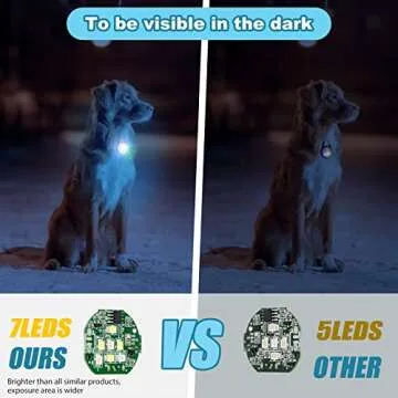 4 Modes Dog Lights for Night Walking, IP68 Waterproof Dog Collar Light, High Capacity Rechargeable Collar Lights for Night Time Clip On, Small and Light Collars