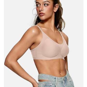 OEAK Womens Wireless Bras Comfortable Push Up Bra Smooth U Neck Bralette Full Coverage Bras Seamless...