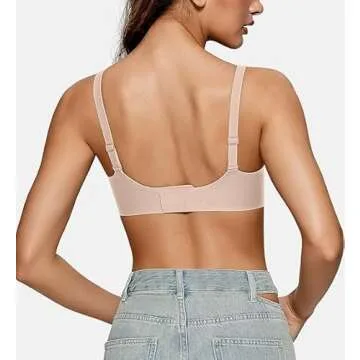 OEAK Womens Wireless Bras Comfortable Push Up Bra Smooth U Neck Bralette Full Coverage Bras Seamless Tshirt Everyday Bras Nude L