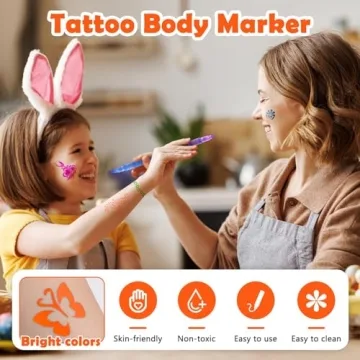 ANTIKE Temporary Tattoo Markers & Stencils Kit