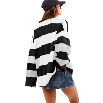 Yousify Fall Sweaters for Women Trendy Fashion Clothes V Neck Long Sweaters to Wear with Leggings Black L