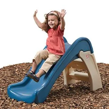 Step2 Play & Fold Junior Slide, Kids Indoor/Outdoor Play Slide, Backyard Playground Set, Easy Grip, Wide Ladder, Outside Jungle Gym, For Toddlers 1.5-4 Years Old