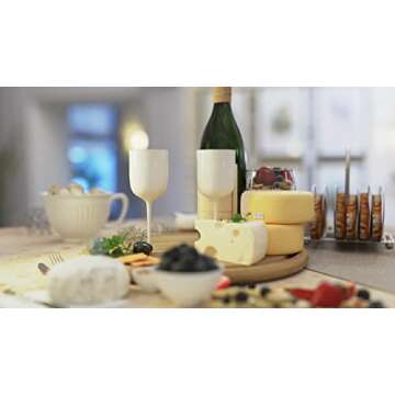 PARTY BARGAINS 5 Wine Goblets - White (12oz) - Disposable Shatterproof Elegant Design Plastic Wine Glasses. For Pool Parties, Outdoors Receptions, Weddings