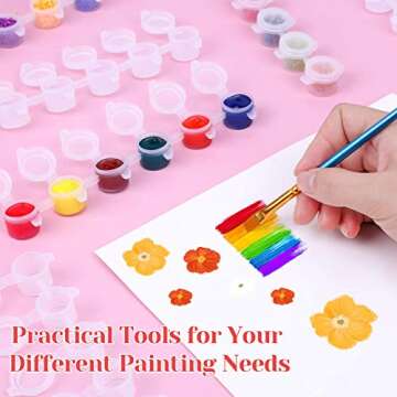 Caffox 240 Pieces Empty Paint Pot, 40 Strips Acrylic Mini Paint Container Strip Storage with Lid for Classrooms School Art and Crafts Paint 3ml/ 0.1oz