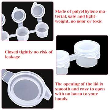 Caffox 240 Pieces Empty Paint Pot, 40 Strips Acrylic Mini Paint Container Strip Storage with Lid for Classrooms School Art and Crafts Paint 3ml/ 0.1oz