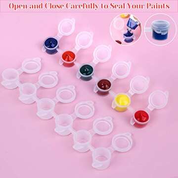 Caffox 240 Pieces Empty Paint Pot, 40 Strips Acrylic Mini Paint Container Strip Storage with Lid for Classrooms School Art and Crafts Paint 3ml/ 0.1oz