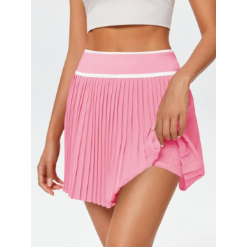 Fisoew Women's Stylish High Waisted Pleated Skort