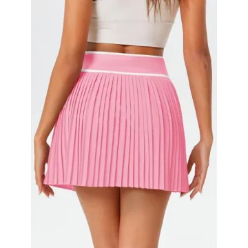 Fisoew Women's Stylish High Waisted Pleated Skort