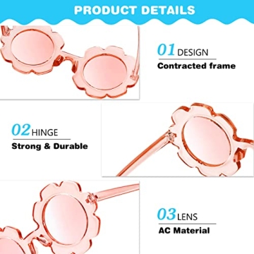 Colorful Kids Flower Sunglasses for Toddlers - 3 Pack