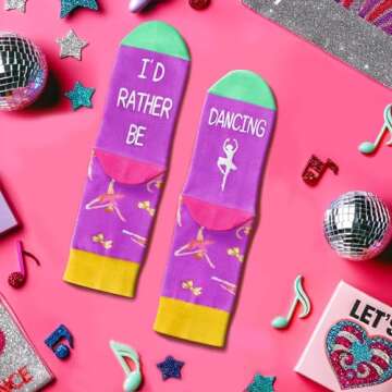 HAPPYPOP 7-9 Year Old Dance Gifts For Girls - Dancer Gifts Dance Socks, Dance Socks For Dancers, Bal...