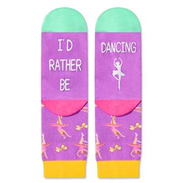 HAPPYPOP 7-9 Year Old Dance Gifts For Girls - Dancer Gifts Dance Socks, Dance Socks For Dancers, Ballerina Socks Ballet Socks, Ballet Dance Gifts For Girls
