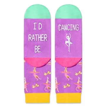 HAPPYPOP 7-9 Year Old Dance Gifts For Girls - Dancer Gifts Dance Socks, Dance Socks For Dancers, Ballerina Socks Ballet Socks, Ballet Dance Gifts For Girls