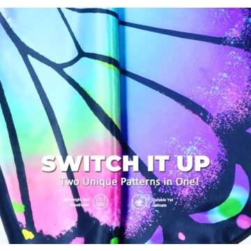 iROLWIN Double Sided Adults-Butterfly-Wings-Costume for Women Butterfly Headband Fairy Cape Hallowee...