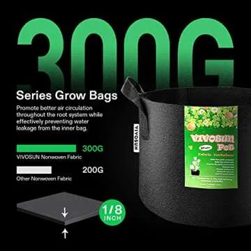 VIVOSUN 5-Pack 5 Gallon Grow Bags and Coco Coir Brick Combo, 1.4lbs 100% Natural Organic Compressed Coconut Coir Fiber with Low EC, PH Balance & High Nutrition, Coconut Fiber Substrate