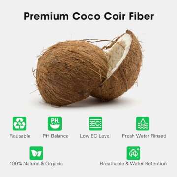 VIVOSUN 5-Pack 5 Gallon Grow Bags and Coco Coir Brick Combo, 1.4lbs 100% Natural Organic Compressed Coconut Coir Fiber with Low EC, PH Balance & High Nutrition, Coconut Fiber Substrate
