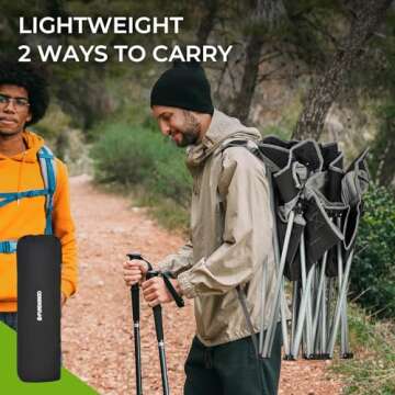 FUNDANGO Loveseat Camping Chairs Adults 2 Person Oversized Double Camping Chair for Outside Picnic Beach Travel, Love Seat Camp Chair, Oversized, Black/Grey