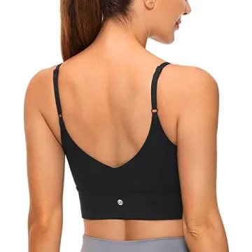 CRZ YOGA Adjustable Longline Sports Bra - Medium Support Wireless Yoga Top for Women