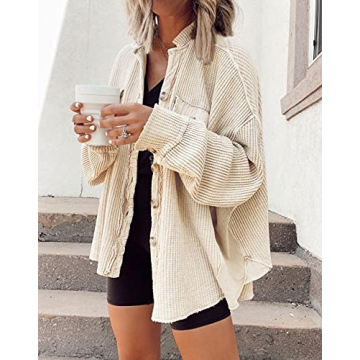 Chouyatou Women's Waffle Knit Shacket – Style & Comfort