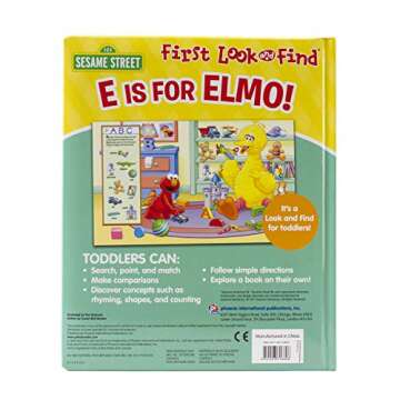 Sesame Street - E is for Elmo! ABCs - My First Look and Find Activity Book - PI Kids