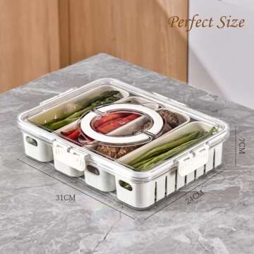 Snack Tray with Lid & Handle, Portable Snackle Box Container for Events and Organization