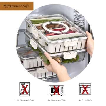 Portable Snack Tray with Lid, 4 Compartments for Parties