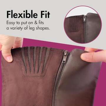 Hawkwell Women's Extra Wide Calf Pull On Side Zipper Knee High Boots - Brown PU, 11 M US