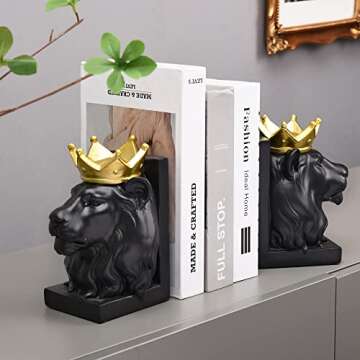 Kakizzy Lion Bookends - Elegant Decorative Bookends