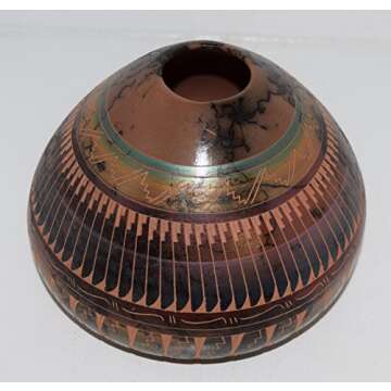 Colorful Hand Etched Horse Hair Decorative Pottery