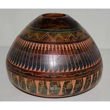 Colorful Horse Hair Pottery Signed by Navajo Artist