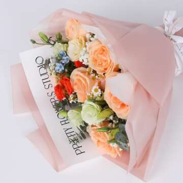 NESCCI Waterproof Flower Wrapping Paper - Elegant Bouquet Use