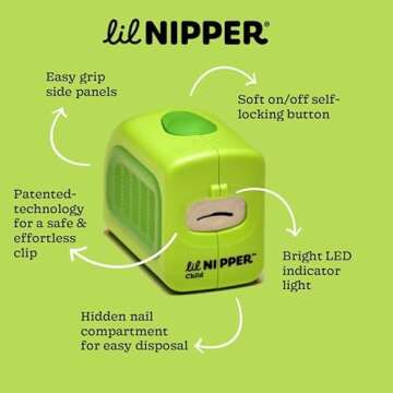 Lil Nipper Electric Nail Clipper with Catcher for Kids and Children. Safe Kids Nail Clippers. Safety...